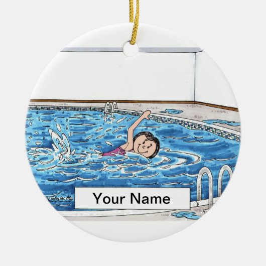 zwemmer - Vrouw Keramisch Ornament (Voorkant)