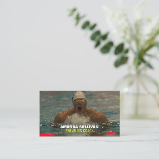 Zwemmer, zwemcoach en badmeester visitekaartje (Staand voorkant)