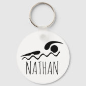 Zwemmer Zwemmen Gepersonaliseerde Pool Sleutelnaam Sleutelhanger (Achterkant)