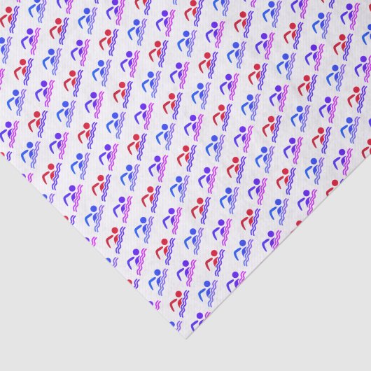 Zwemmers blauw paarse patroonsport tissuepapier (Detail)
