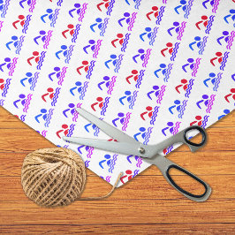 Zwemmers blauw paarse patroonsport tissuepapier