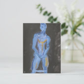 Zwemmers bouwen Blauw Briefkaart (Staand voorkant)