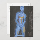 Zwemmers bouwen Blauw Briefkaart (Voorkant / Achterkant)