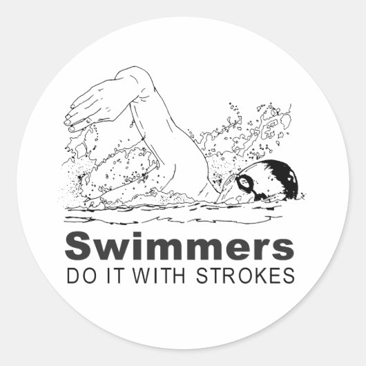 zwemmers doen het met slagen ronde sticker (Voorkant)