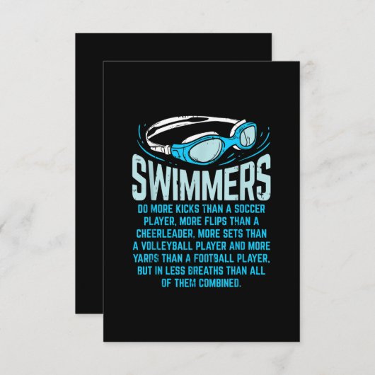 Zwemmers doen meer knijpen in grappige gift-zwemto informatiekaartje (Voorkant / Achterkant)