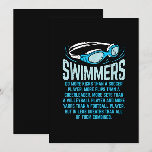 Zwemmers doen meer knijpen in grappige gift-zwemto kaart (Voorkant / Achterkant)