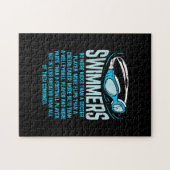 Zwemmers doen meer knijpen in grappige gift-zwemto legpuzzel (Horizontaal)