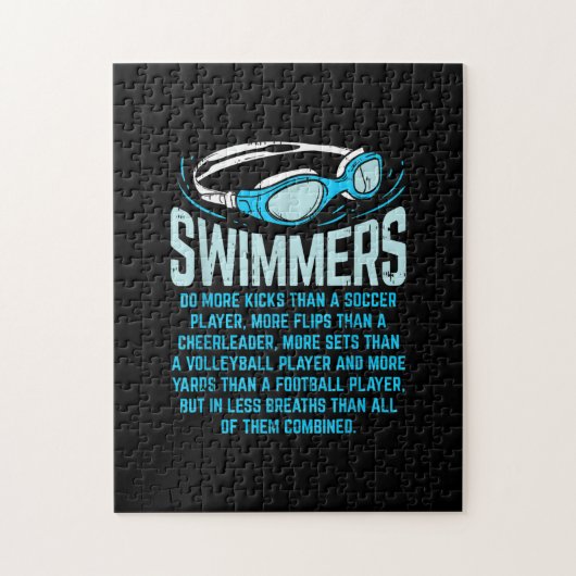 Zwemmers doen meer knijpen in grappige gift-zwemto legpuzzel (Verticaal)