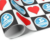 Zwemmers en harten zwemmen en zwemmen met zwembad cadeaupapier (Rol Hoek)