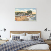 Zwemmers en zonnebaders op het strand canvas afdruk (Insitu (Slaapkamer))