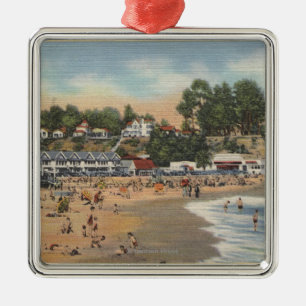 Zwemmers en zonnebaders op het strand metalen ornament