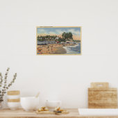 Zwemmers en zonnebaders op het strand poster (Keuken)
