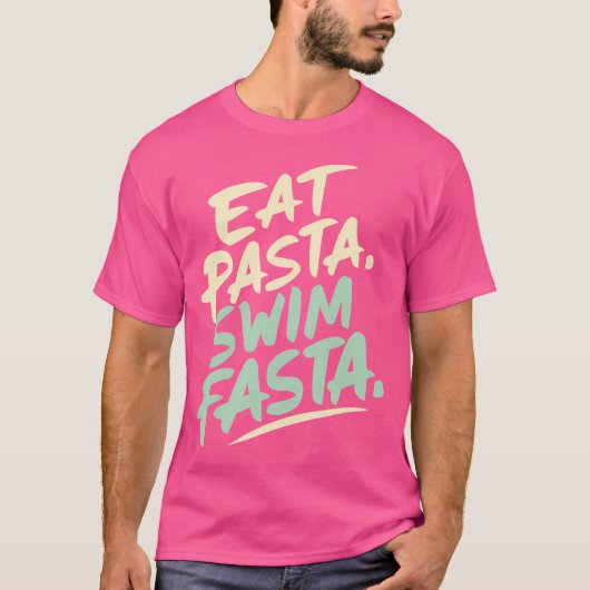 Zwemmers eten pasta zwemmen snel zwemmen t-shirt (Voorkant)