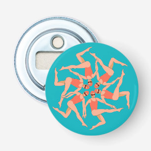 Zwemmers - gesynchroniseerde zwemmers button flesopener
