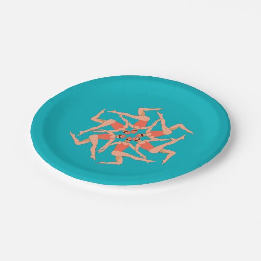 Zwemmers - gesynchroniseerde zwemmers papieren bordje (Gekanteld)