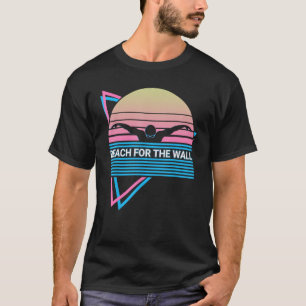 Zwemmers retro bereik voor de muur t-shirt