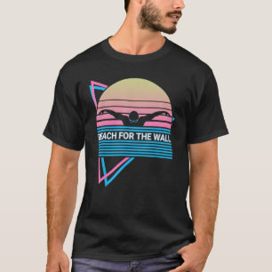 Zwemmers retro bereik voor de muur t-shirt