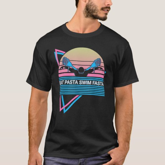 Zwemmers Retro Eet Pasta Zwemmen Fasta T-shirt (Voorkant)