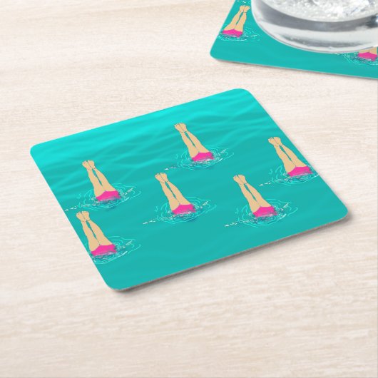 Zwemmers Synchro zwemmen onder water Kartonnen Onderzetters (Schuin)