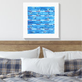 Zwemmers tijdens warming ups in waterverf canvas afdruk (Insitu (Slaapkamer))