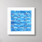 Zwemmers tijdens warming ups in waterverf canvas afdruk (Voorkant)