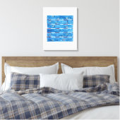 Zwemmers tijdens warming ups in waterverf canvas afdruk (Insitu (Slaapkamer))