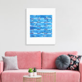 Zwemmers tijdens warming ups in waterverf canvas afdruk (Insitu (Woonkamer))