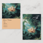 ZWEMMONOGRAM, groen roze Visitekaartje (Voorkant / Achterkant)