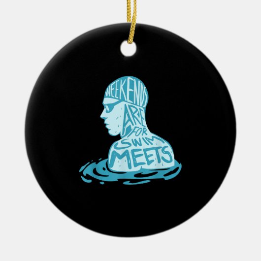 Zwemontwerpcadeau voor zwemmers keramisch ornament (Voorkant)