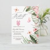 Zwempak palm vlinders vrijgezellenfeest kaart (Staand voorkant)