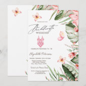 Zwempak palm vlinders vrijgezellenfeest kaart (Voorkant / Achterkant)