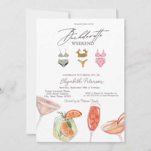 Zwempakken Cocktails Bachelorette Party Kaart (Voorkant)