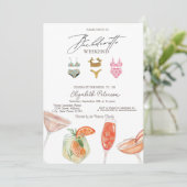 Zwempakken Cocktails Bachelorette Party Kaart (Staand voorkant)