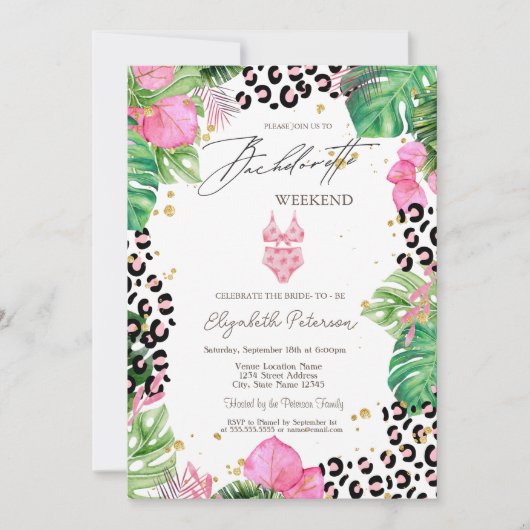 Zwempakken Palm Hibiscus Bachelorette Party Kaart (Voorkant)