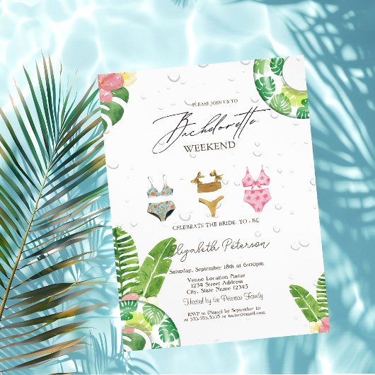 Zwempakken Palm Leaf Pool Bachelorette Party Kaart