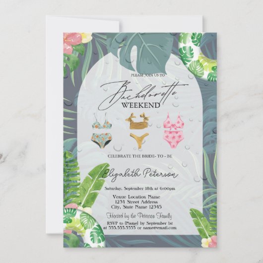 Zwempakken Palm Leaves Pool Bachelorette Party Kaart (Voorkant)