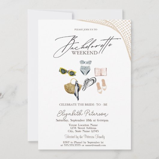 Zwempakken Tropical Beach Bachelorette Party Kaart (Voorkant)