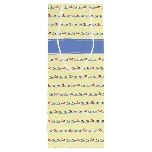 Zwempatronen aangepaste naam crème wijn cadeautas (Achterkant)