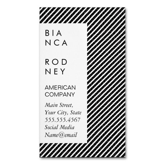 Zwempatronen en Stripes Magnetisch Visitekaartje (Voorkant Verticaal)