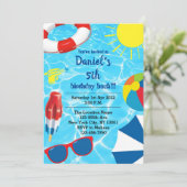 Zwempool Bash Birthday Party Invitation Kaart (Staand voorkant)