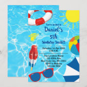 Zwempool Bash Birthday Party Invitation Kaart (Voorkant / Achterkant)