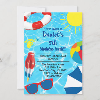 Zwempool Bash Birthday Party Invitation Kaart