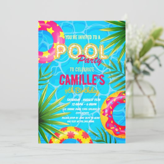 Zwempool - uitnodiging op zaterdag (Staand voorkant)