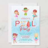 Zwempoolpartij Kinderen Aanwezige uitnodiging (Voorkant)