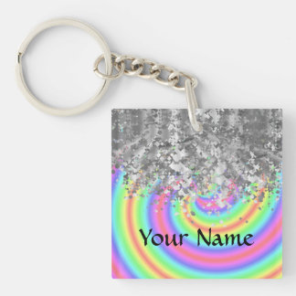 Zwemregenboog en faux glitter sleutelhanger