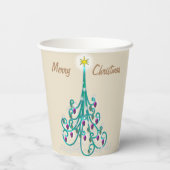 Zwemrijke kerstboom papieren bekers (Achterkant)