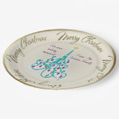 Zwemrijke kerstboom papieren bordje (Gekanteld)