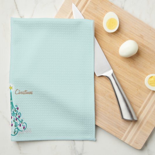 Zwemrijke kerstboom theedoek (Quarter Fold)