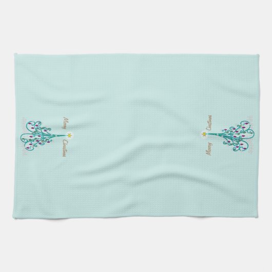 Zwemrijke kerstboom theedoek (Horizontaal)