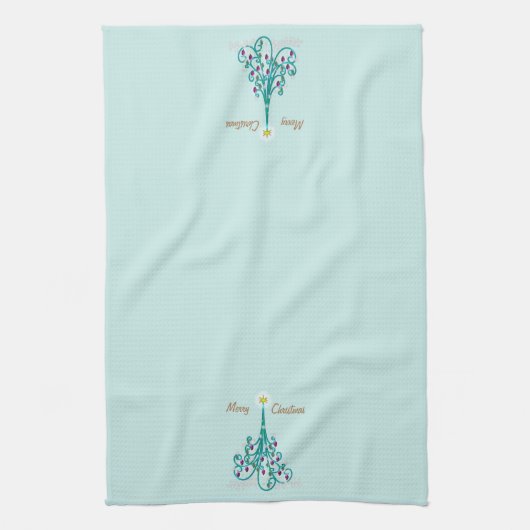 Zwemrijke kerstboom theedoek (Verticaal)